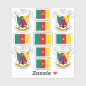 Kameroen - nationale symbolen/wapenschild en vlagg sticker (Vel)