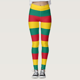 Kameroen Nationale Vlag Kleuren Horizontaal Gestre Leggings