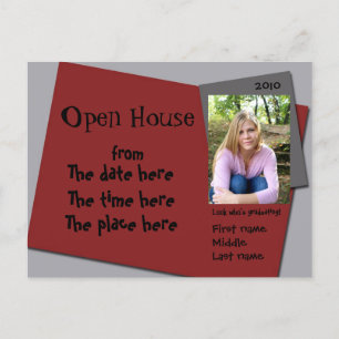 Kameroen (rood) en grijs open huis uitnodiging briefkaart