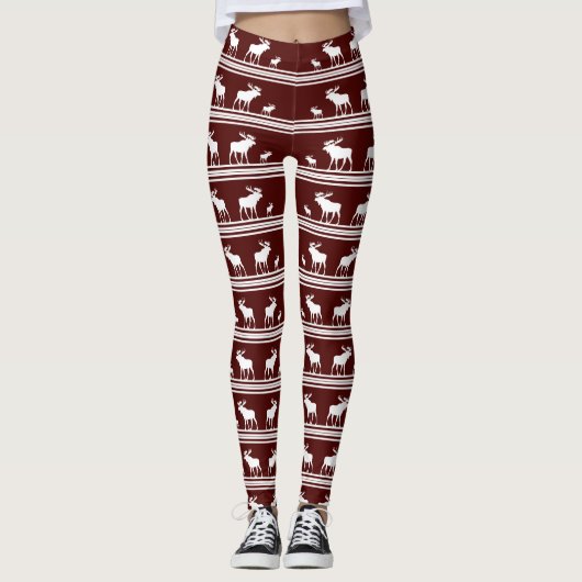 Kameroen rood wit elanden patroon leggings (Voorkant)