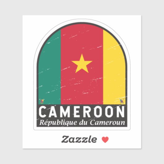 Kameroen Vlag Embleem Noodlijdende  Sticker (Vel)