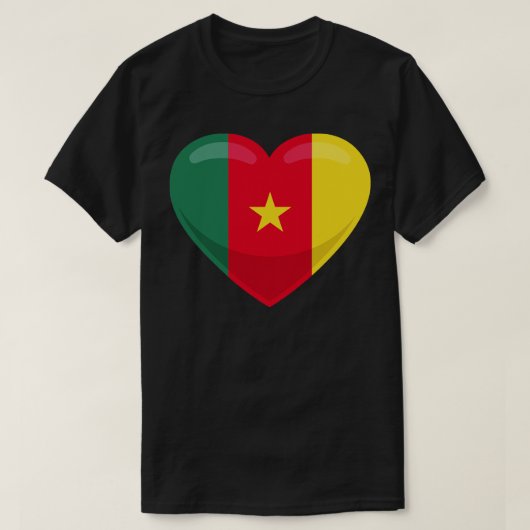 Kameroen Vlag Hart T-shirt (Design voorkant)