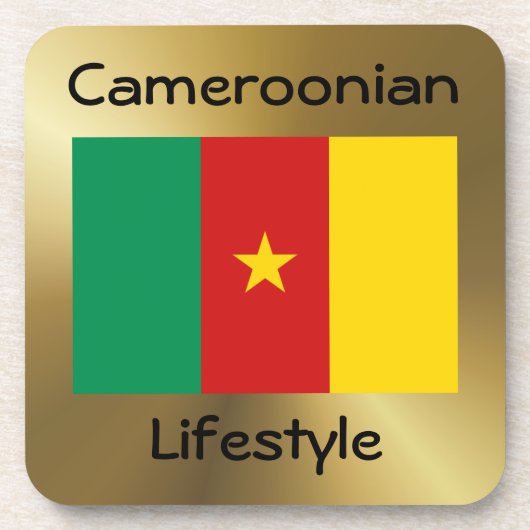 Kameroen vlag+Tekst Onderzetter (Voorkant)