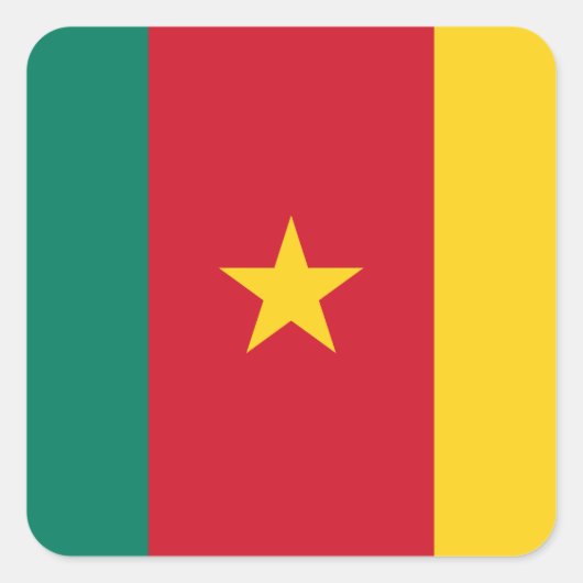 Kameroen vlag vierkante sticker (Voorkant)