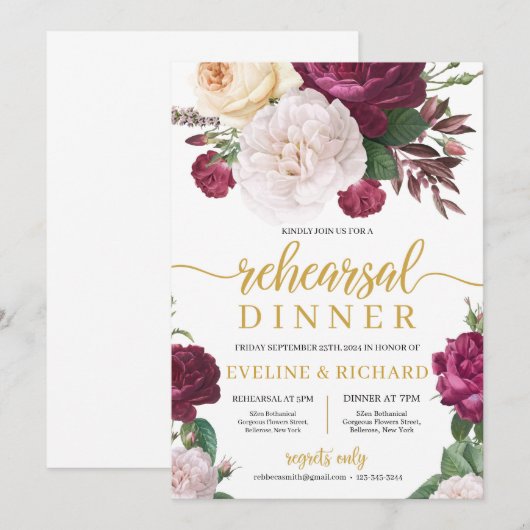 Kameroen witte bloemetjes rozen gouden repetitie d kaart (Voorkant / Achterkant)