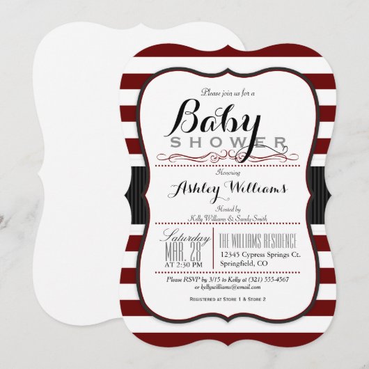 Kameroen & witte strepen; Elegant Baby shower Kaart (Voorkant / Achterkant)