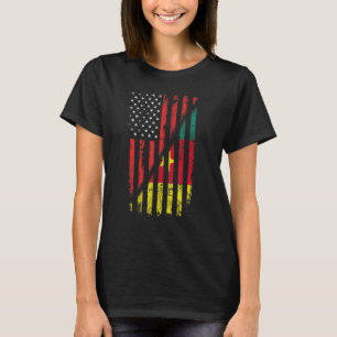 Kameroenees-Amerikaanse vlag Retro Style Verenigde T-shirt