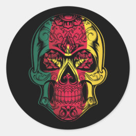 Kameroense schedel en Rozen vlag Ronde Sticker