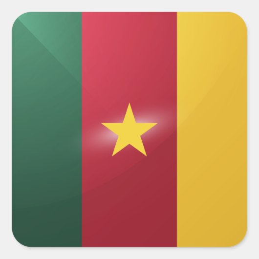 Kameroense vierkante glanzende vlag sticker (Voorkant)