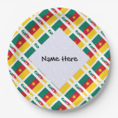 Kameroense vlag betegeld gepersonaliseerd papieren bordje (Voorkant)