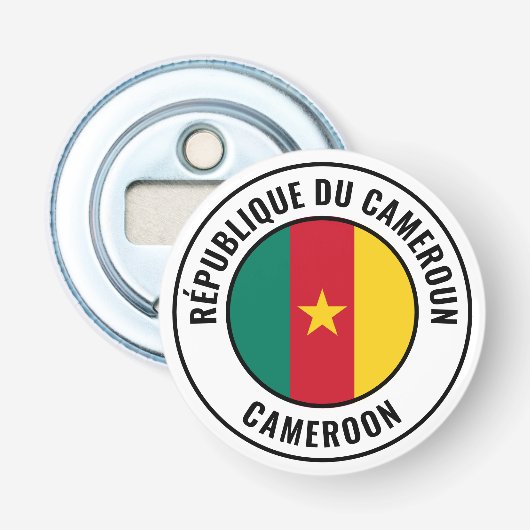 Kameroense vlag: geweldige patriottische bottenope button flesopener (Voorkant)