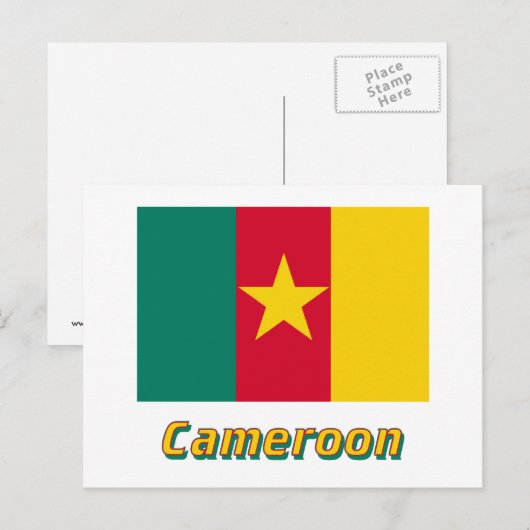 Kameroense vlag met naam briefkaart (Voorkant / Achterkant)