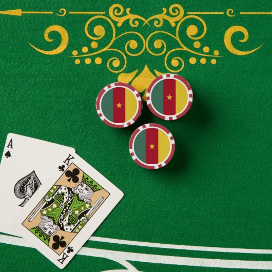 Kameroense vlag poker chips (Pokertafel (Stack))