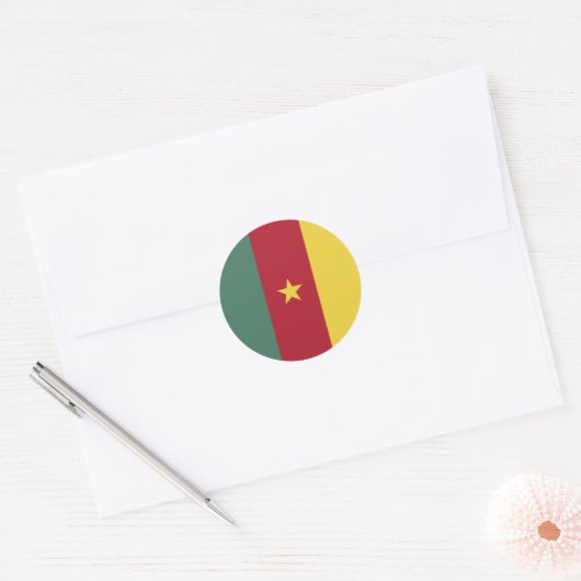 Kameroense vlag ronde sticker (Envelop)