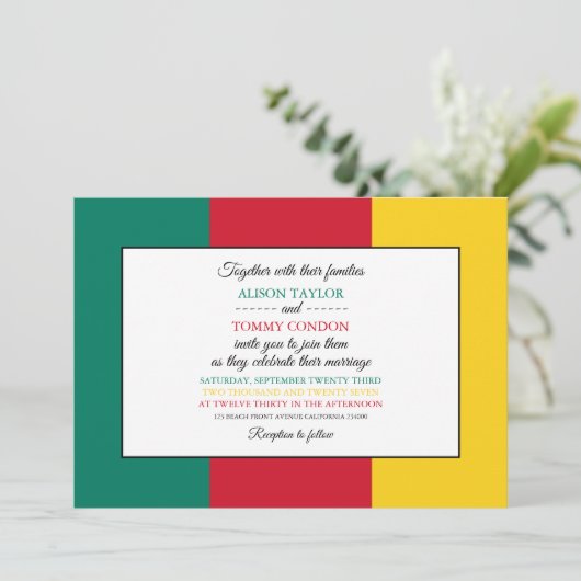 Kameroense vlag, vlag van Kameroen bruiloft Kaart (Staand voorkant)