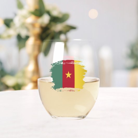 Kameroense vlag wijnglas zonder voet (Insitu (Huwelijk))