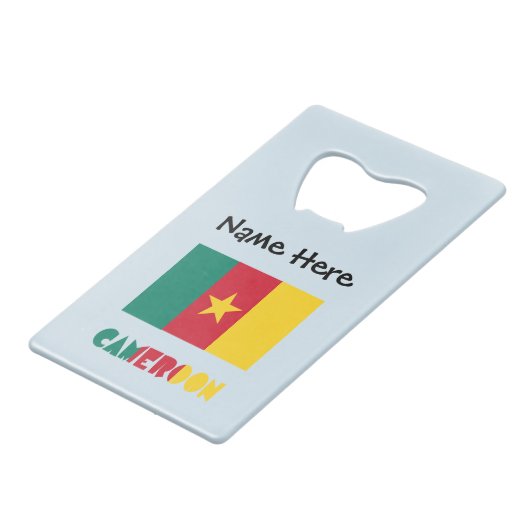 Kameroense vlag zwart gepersonaliseerd creditkaart flessenopener (Voorkant Gekanteld)