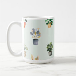 Kamerplant Patroon Botanisch Binnenplant Ontwerp Koffiemok