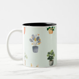 Kamerplant Patroon Botanisch Binnenplant Ontwerp Tweekleurige Koffiemok
