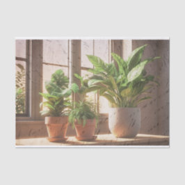 kamerplanten door een raam decoupage tissuepapier