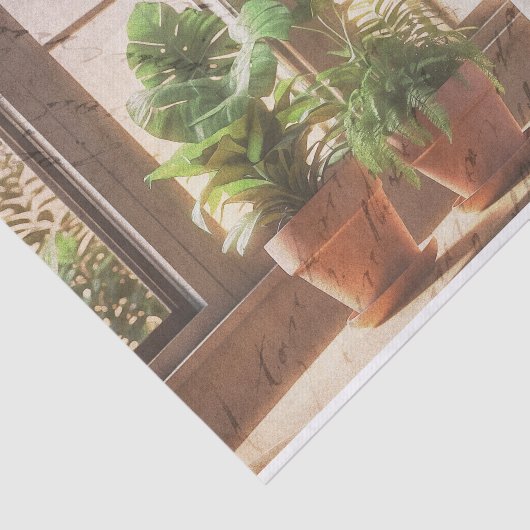 kamerplanten door een raam decoupage tissuepapier (Detail)