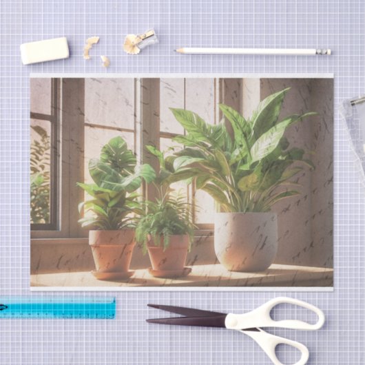 kamerplanten door een raam decoupage tissuepapier (Craft)