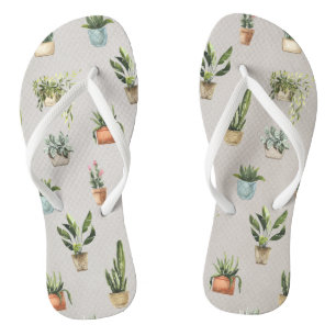 kamerplanten watercolor patroon teenslippers