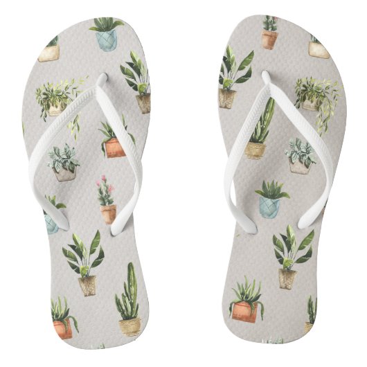 kamerplanten watercolor patroon teenslippers (Voetbed)