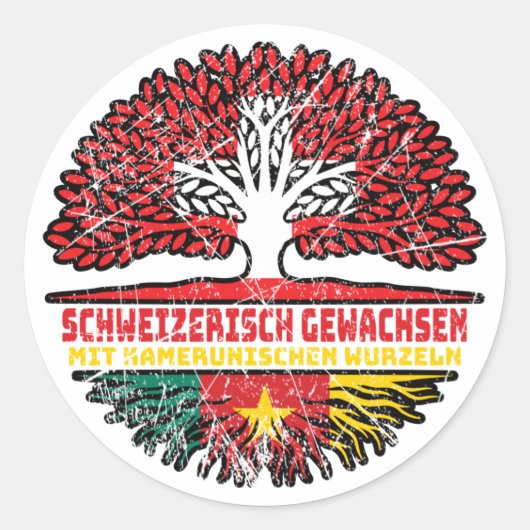 Kamerun Kamerunisch Schweizer Schweiz Baum Wurzel Ronde Sticker (Voorkant)