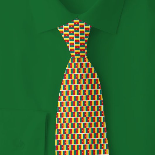 Kamerun Vlag Baksteenpatroon Stropdas