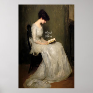 Kamerwandkunstprint Vintage vrouw lezend Poster