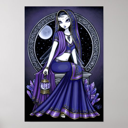 "Kami" Paarse Moon Sari Poster (Voorkant)