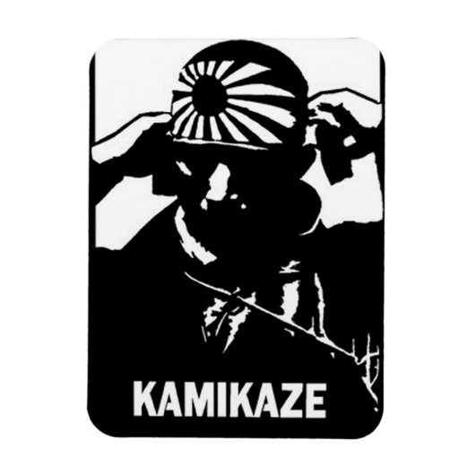 Kamikaze Black en White Japanese Pilot Magneet (Verticaal)