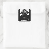 Kamikaze Black en White Japanese Pilot Vierkante Sticker (Tas)