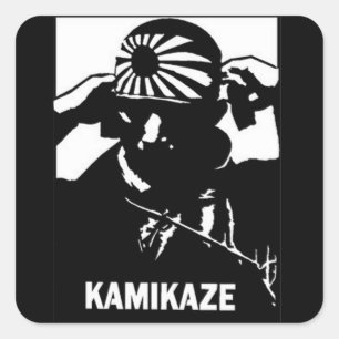 Kamikaze Black en White Japanese Pilot Vierkante Sticker