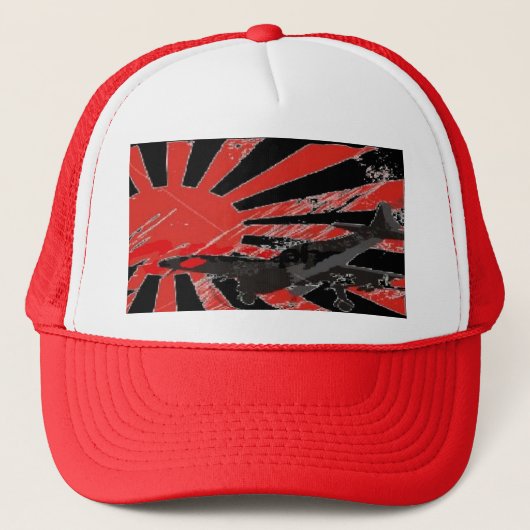 Kamikaze Bomber Japanse Rising Sun vlag - Aangepas Trucker Pet (Voorkant)