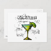 Kamikaze Cocktail Recipe Briefkaart (Voorkant / Achterkant)