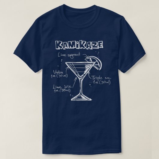 Kamikaze Cocktail Recipe Illustratie T-shirt (Design voorkant)