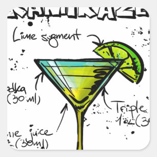 Kamikaze cocktailrecept vierkante sticker