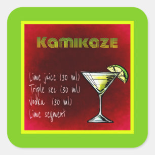 Kamikaze Drink Cocktail Recipe Vierkante Sticker