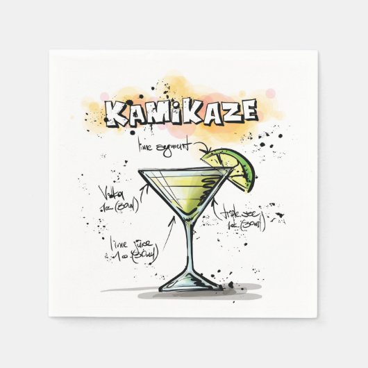 Kamikaze Drink recept cocktail servet (Voorkant)