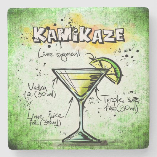 Kamikaze Drink Recipe Stenen Onderzetter (Voorkant)