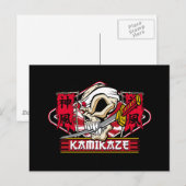 Kamikaze Skull met Japans zwaard Briefkaart (Voorkant / Achterkant)