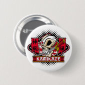 Kamikaze Skull met Japans zwaard Ronde Button 5,7 Cm (Voorkant /achterkant)