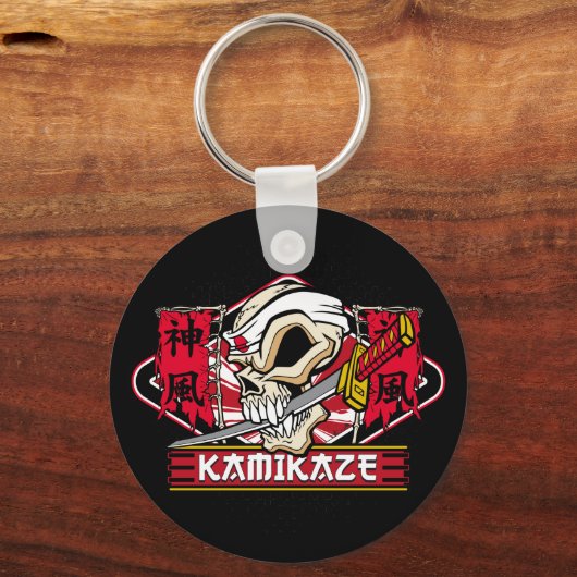 Kamikaze Skull met Japans zwaard Sleutelhanger (Voorkant)