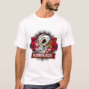 Kamikaze Skull met Japans zwaard T-shirt