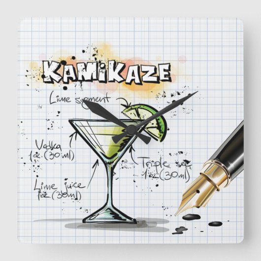 Kamikaze Vierkante Klok (Voorkant)