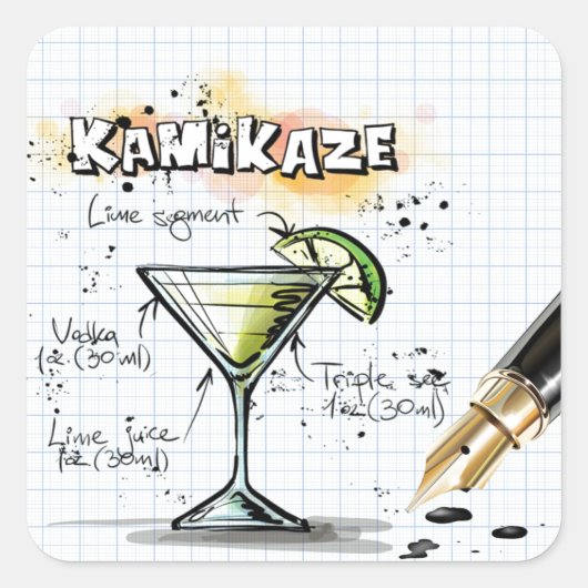Kamikaze Vierkante Sticker (Voorkant)