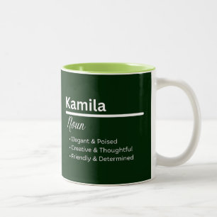 Kamila Gepersonaliseerde naam koffiemok Tweekleurige Koffiemok