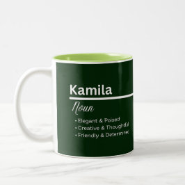 Kamila Personalized Name Coffee Mug Tweekleurige Koffiemok